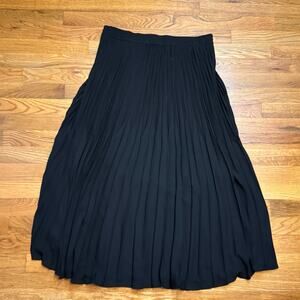 Max Studio Black Pleated Midi Skirt